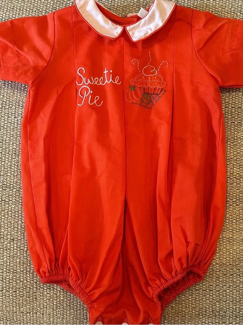 Sweetie Pie orange Peter Pan Collar Bubble Romper